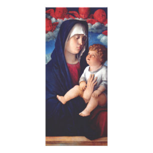 Virgin Mary with Baby Jesus and red cherubs Rack Card