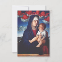 Virgin Mary with Baby Jesus and red cherubs