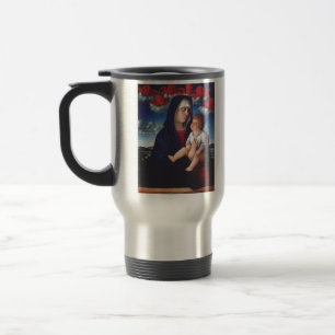 Virgin Mary with Baby Jesus and red cherubs Travel Mug