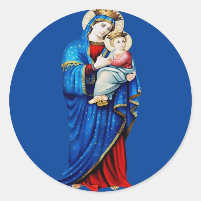 Virgin Mary with Baby Jesus Classic Round Sticker (Front)