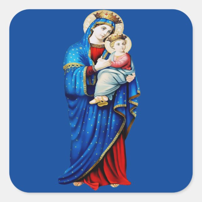 Virgin Mary with Baby Jesus Square Sticker (Front)
