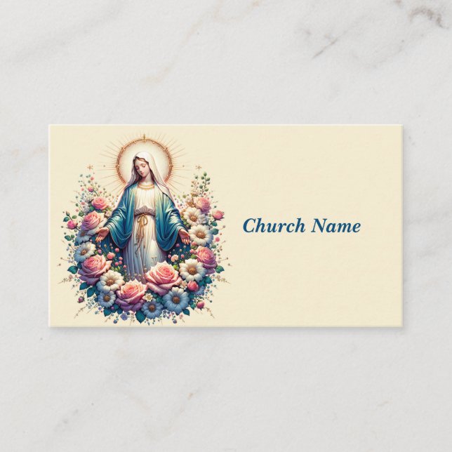 Virgin Mary with Beautiful Roses (Yellow)  Business Card (Front)