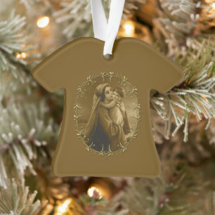Virgin Mary with Child Jesus, Gold Border Design Ornament
