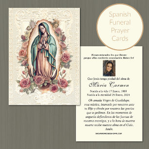 Virgin Mexico Guadalupe Spanish Funeral Prayer Place Card
