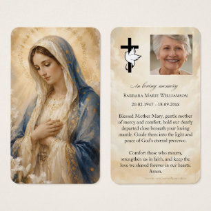 Virgin Mother Mary Funeral Prayer Card