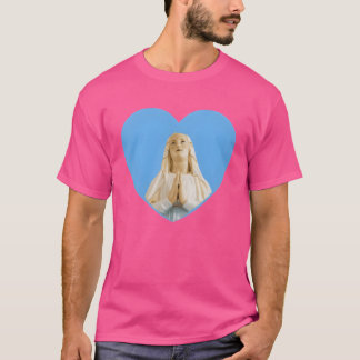 Virgin Mother Mary Praying Blue Heart retro T-Shirt
