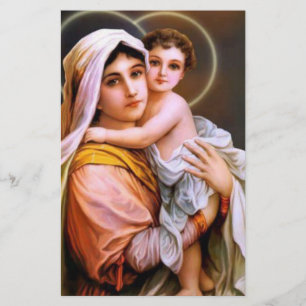 Virgin Mother Mary with Baby Jesus Stationery