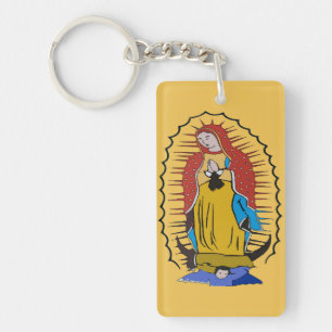  Virgin of Guadalupe, add text,  Keychain