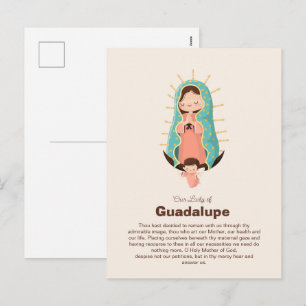 Virgin of Guadalupe Holded by an angel Holiday Postcard