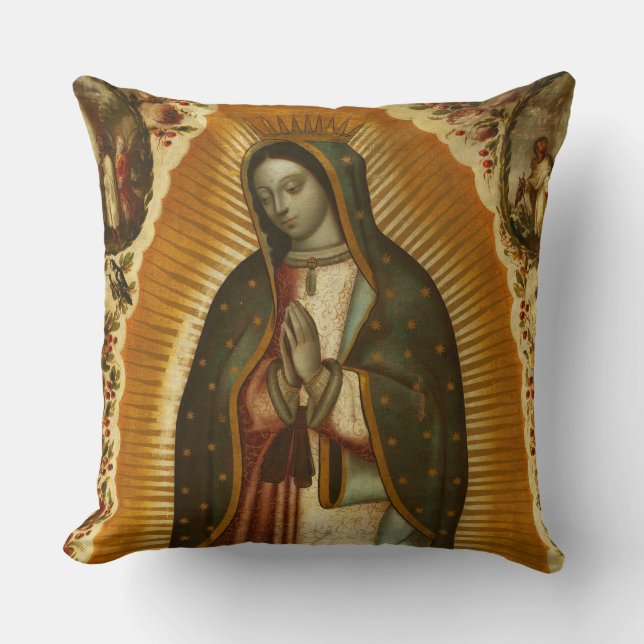 Virgin of Guadalupe Our Lady Mother Mary Cushion (Front)