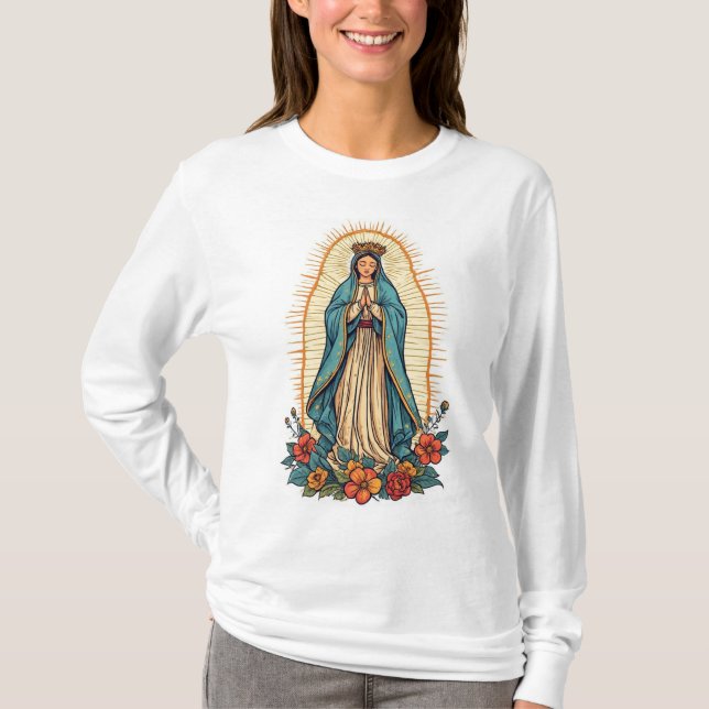 Virgin of Guadalupe Women's Long Sleeve Tee Shirt (Front)