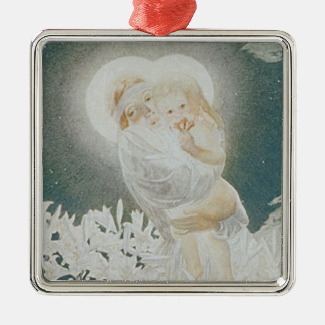 Virgin of the Lilies Metal Tree Decoration (Front)