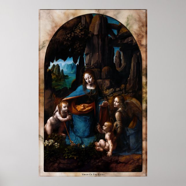 Virgin Of The Rocks by Leonardo da Vinci Poster (Front)