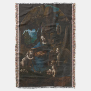 Virgin of the Rocks by Leonardo da Vinci Throw Blanket