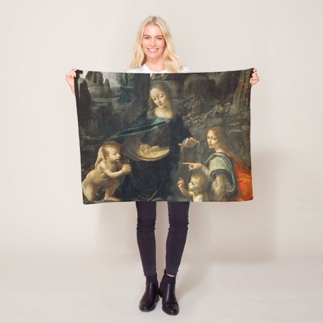 Virgin of the Rocks, Leonardo da Vinci Fleece Blanket (In Situ)