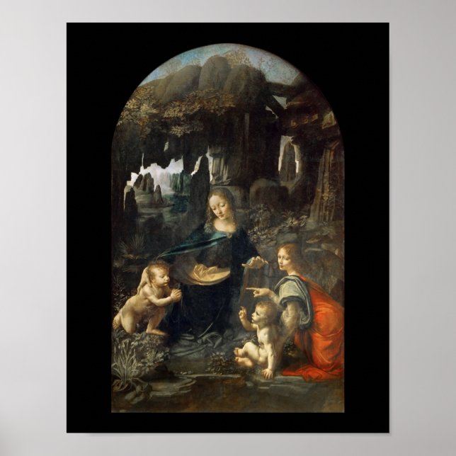 Virgin of the Rocks, Leonardo da Vinci Poster (Front)