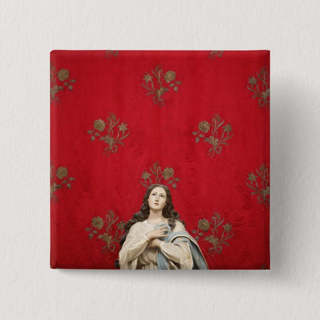 Virgin statue in a Spaccanapoli church, Naples 15 Cm Square Badge (Front)