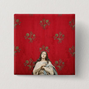 Virgin statue in a Spaccanapoli church, Naples 15 Cm Square Badge