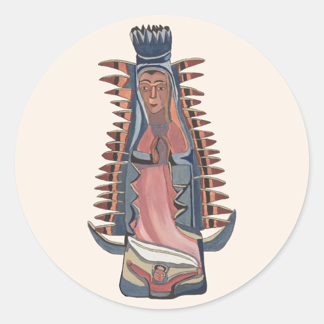 Virgin Virgin Mary Our Lady of Guadalupe painting Classic Round Sticker (Front)