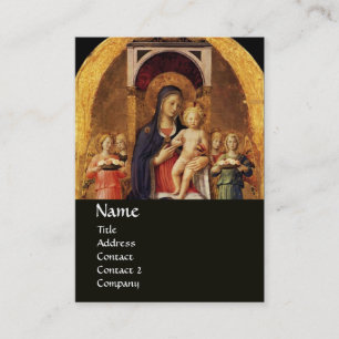 VIRGIN WITH CHILD AND ANGELS ,black Business Card