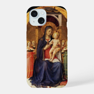VIRGIN WITH CHILD AND ANGELS ,blue black iPhone 15 Case