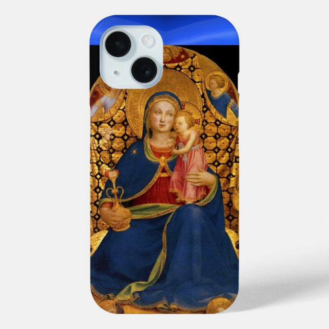 VIRGIN WITH CHILD AND ANGELS ,Blue Sapphire Case-Mate iPhone Case (Back)