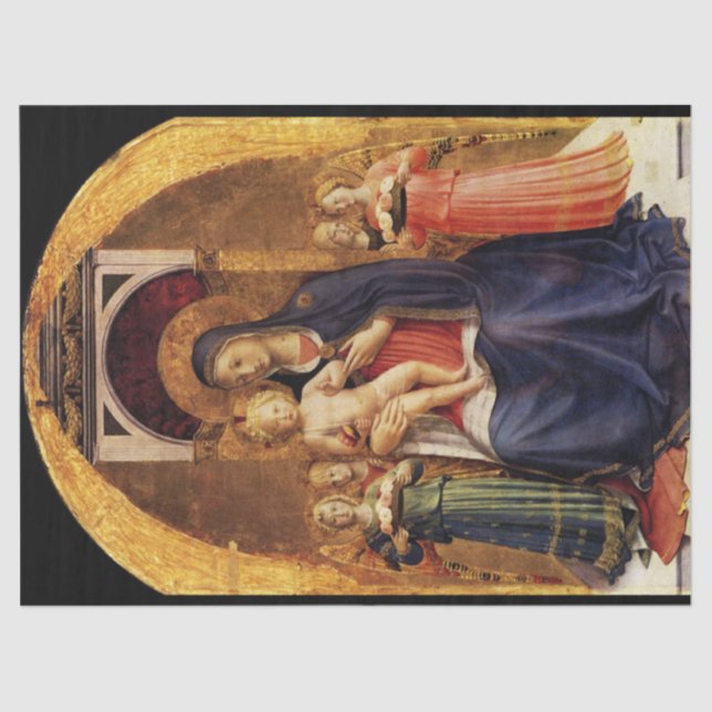 VIRGIN WITH CHILD AND ANGELS Fra Angelico,Xmas Tissue Paper (Front)
