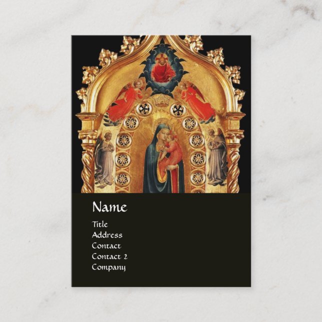 VIRGIN WITH CHILD AND ANGELS GOLD SACRED ART ICON BUSINESS CARD (Front)