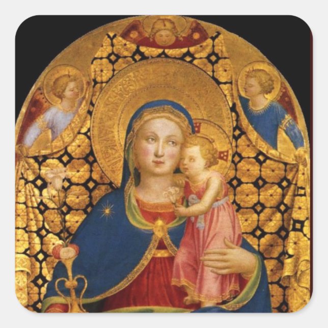 VIRGIN WITH CHILD AND ANGELS SQUARE STICKER (Front)