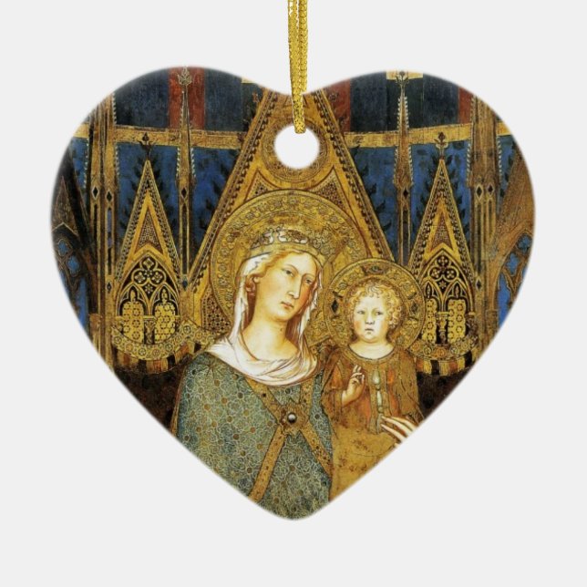 VIRGIN WITH CHILD  ,Blue Sapphire Ceramic Tree Decoration (Front)