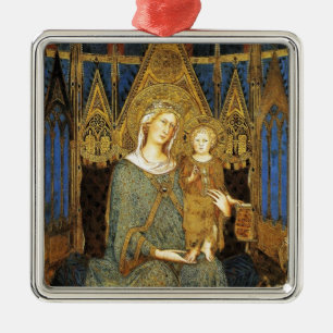 VIRGIN WITH CHILD  ,Blue Sapphire Metal Tree Decoration