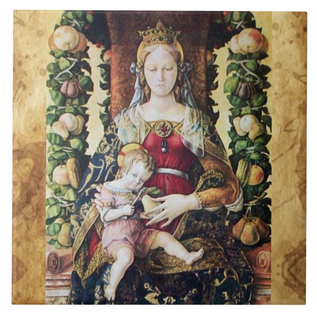 VIRGIN WITH CHILD by Carlo Crivelli Parchment Tile (Front)