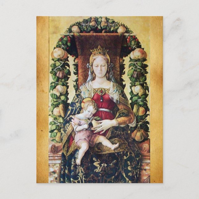 VIRGIN WITH CHILD , Parchment Postcard (Front)