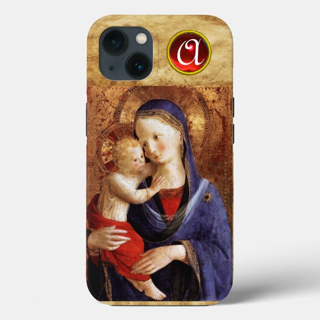 VIRGIN WITH CHILD  Red Ruby Monogram Case-Mate iPhone Case (Back)