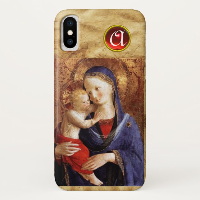 VIRGIN WITH CHILD  Red Ruby Monogram Case-Mate iPhone Case (Back)