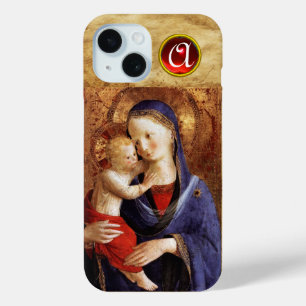 VIRGIN WITH CHILD  Red Ruby Monogram iPhone 15 Case
