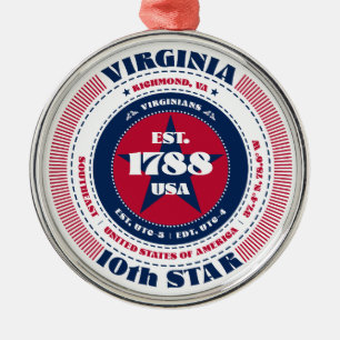 Virginia 10th State Christmas Ornament