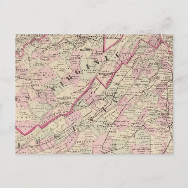 Virginia and West Virginia Postcard (Front)