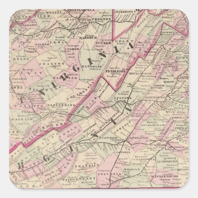 Virginia and West Virginia Square Sticker (Front)