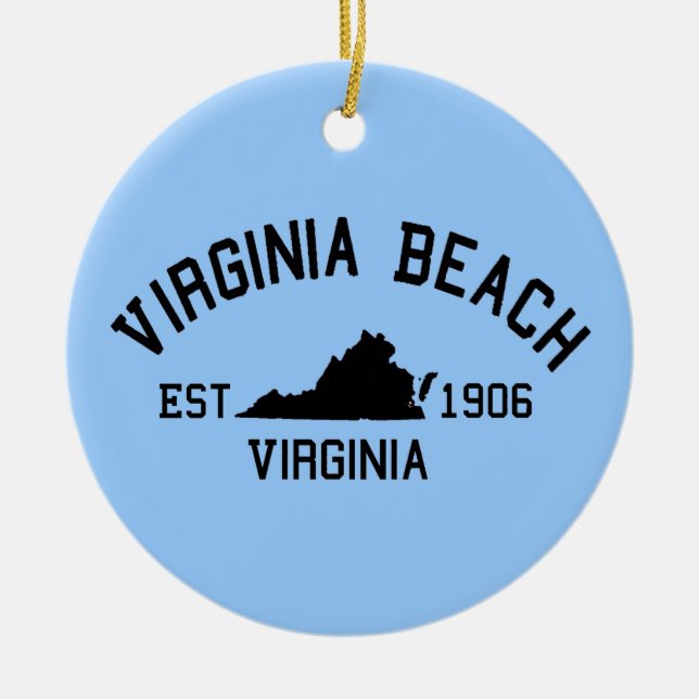 Virginia Beach. Ceramic Tree Decoration (Front)