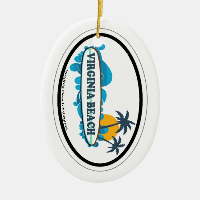 Virginia Beach. Ceramic Tree Decoration (Front)