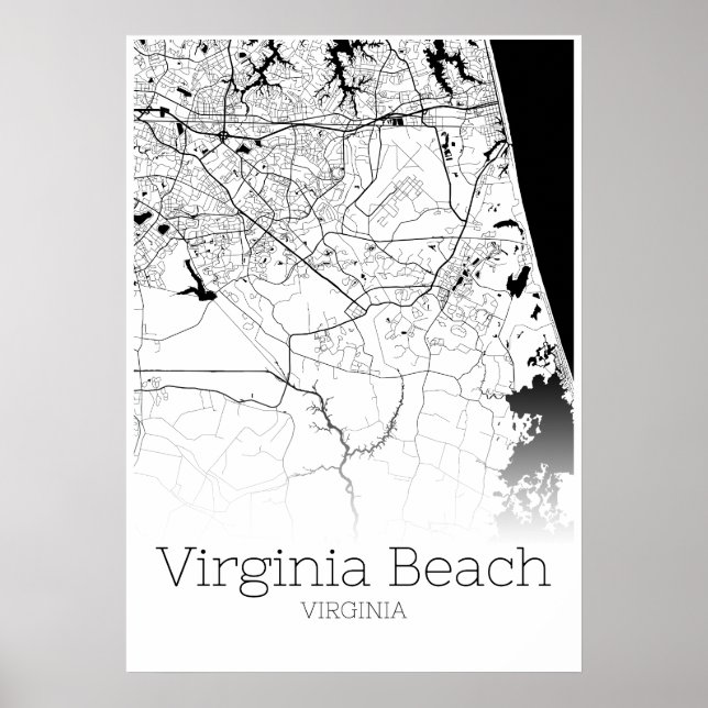 Virginia Beach Map - Virginia - City Map Poster (Front)
