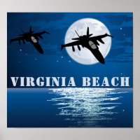 Virginia Beach Military Jets with Full Moon