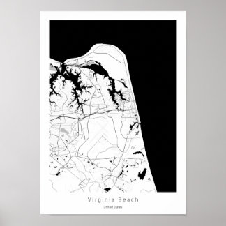 Virginia Beach Modern Minimal Abstract Simple Map Poster