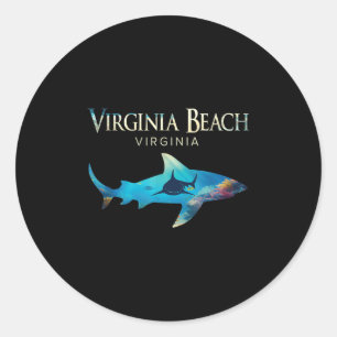 Virginia Beach Retro Virginia Beach Va Shark Classic Round Sticker