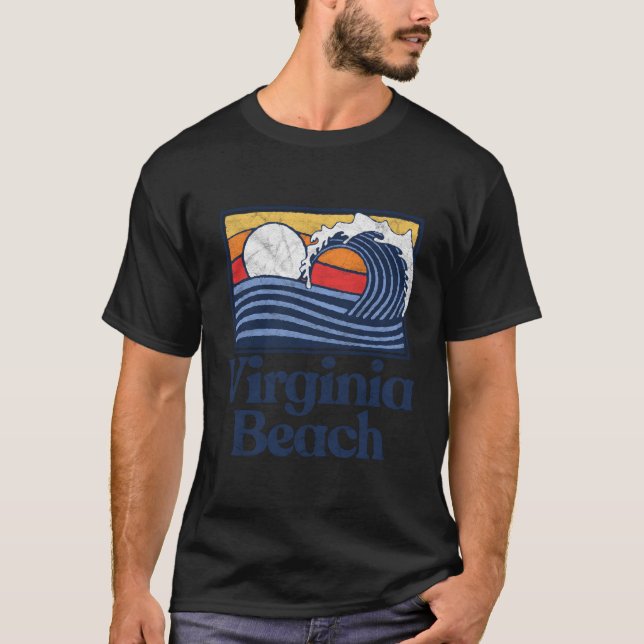 Virginia Beach Surfer Beach Wave T-Shirt (Front)
