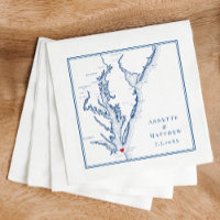 Virginia Beach VA Elegant Navy Blue Map Wedding