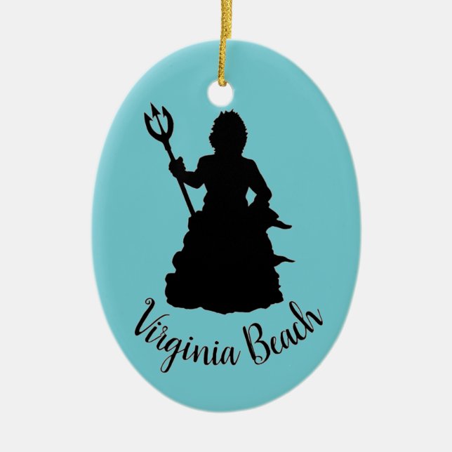 Virginia Beach, VA Neptune Statue Ocean Nautical Ceramic Tree Decoration (Front)