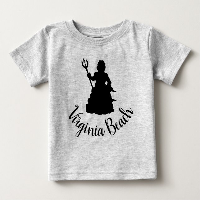 Virginia Beach, VA Neptune Statue Silhouette Baby T-Shirt (Front)