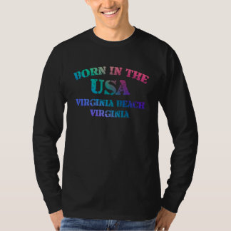 Virginia Beach Virginia and Born in the USA distre T-Shirt